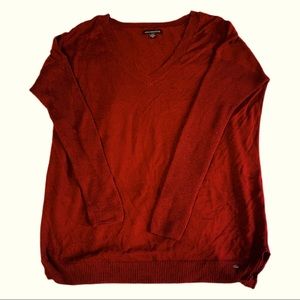 American Eagle Women’s Maroon Lightweight Soft Vneck Sweater